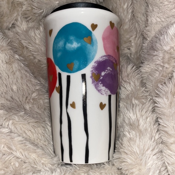 Starbucks 12 oz mug 2016 colorful with hearts with lid - Picture 2 of 6